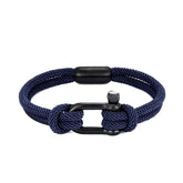 Pulseira Náutica Masculina Dupla Camada com Fecho de Aço Inoxidável - Azul Marinho