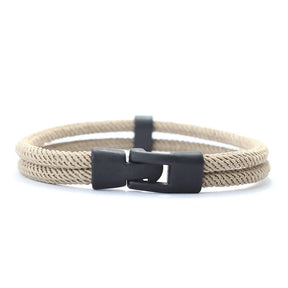 Pulseira de Corda Masculina Dupla Camada - Caqui