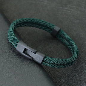 Pulseira de Corda Masculina Dupla Camada – Verde